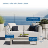 Heath 2-Piece Outdoor Patio Upholstered Sectional Sofa Loveseat in White