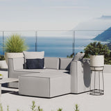 Heath Outdoor Patio Upholstered Loveseat and Ottoman Set in Gray