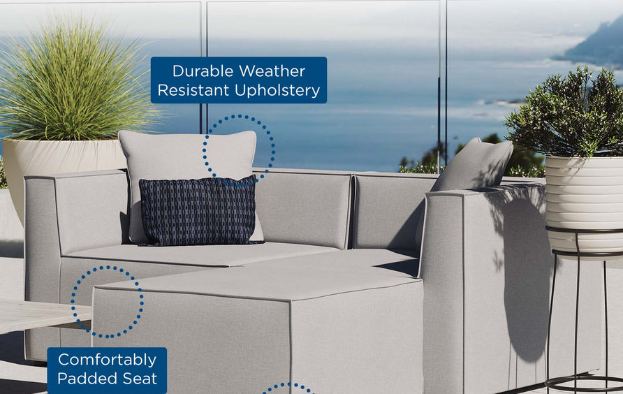 Heath Outdoor Patio Upholstered Loveseat and Ottoman Set in Gray