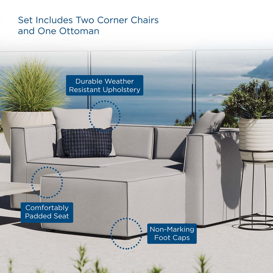 Heath Outdoor Patio Upholstered Loveseat and Ottoman Set in Gray