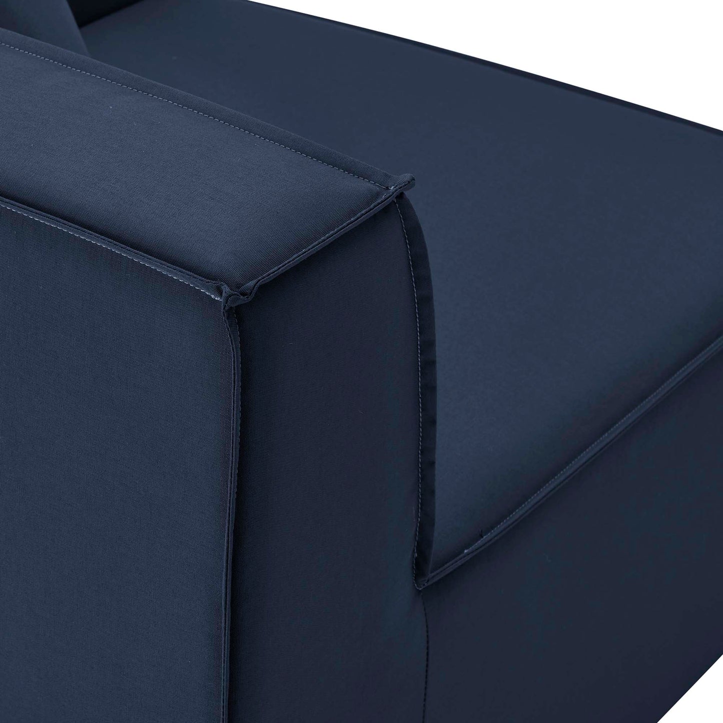 Heath Outdoor Patio Upholstered Loveseat and Ottoman Set in Navy