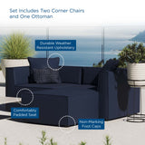 Heath Outdoor Patio Upholstered Loveseat and Ottoman Set in Navy