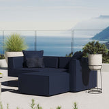 Heath Outdoor Patio Upholstered Loveseat and Ottoman Set in Navy