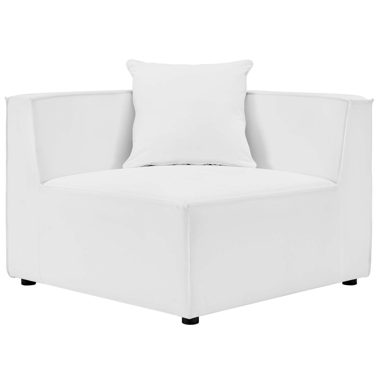 Heath Outdoor Patio Upholstered Loveseat and Ottoman Set in White