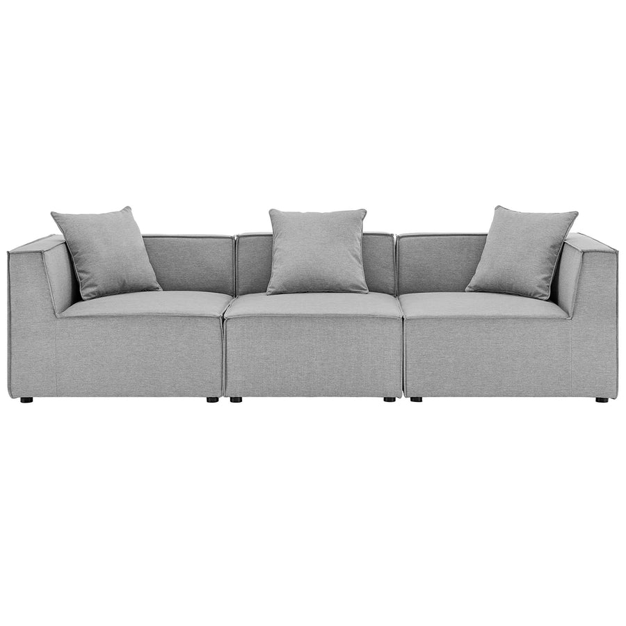 Heath 3-Piece Outdoor Patio Upholstered Sectional Sofa in Gray