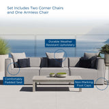Heath 3-Piece Outdoor Patio Upholstered Sectional Sofa in Gray