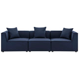 Heath 3-Piece Outdoor Patio Upholstered Sectional Sofa in Navy
