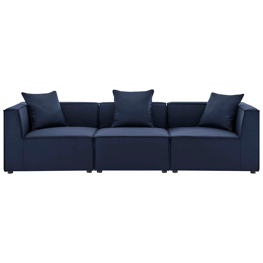 Heath 3-Piece Outdoor Patio Upholstered Sectional Sofa in Navy
