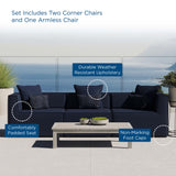 Heath 3-Piece Outdoor Patio Upholstered Sectional Sofa in Navy
