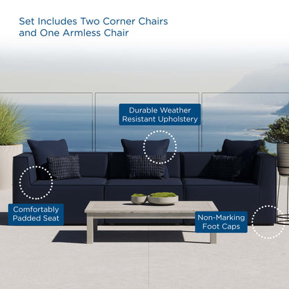 Saybrook 3-Piece Outdoor Patio Upholstered Sectional Sofa by Furniture For America