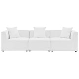 Heath 3-Piece Outdoor Patio Upholstered Sectional Sofa in White
