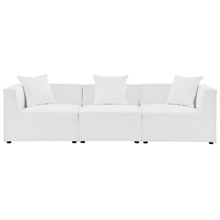 Heath 3-Piece Outdoor Patio Upholstered Sectional Sofa in White