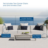 Heath 3-Piece Outdoor Patio Upholstered Sectional Sofa in White