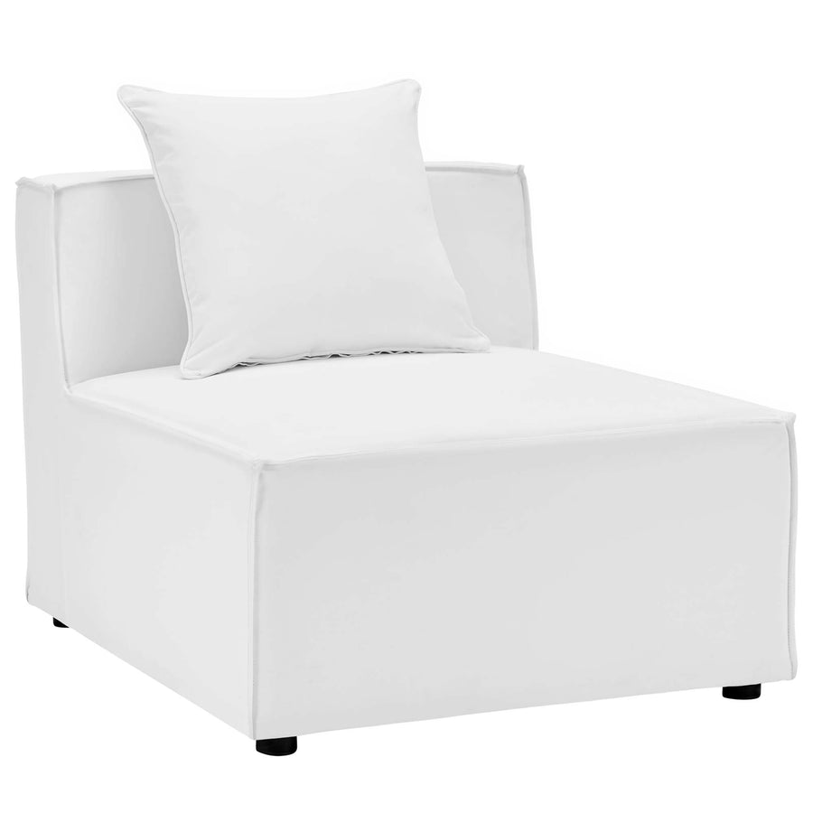Heath 3-Piece Outdoor Patio Upholstered Sectional Sofa in White