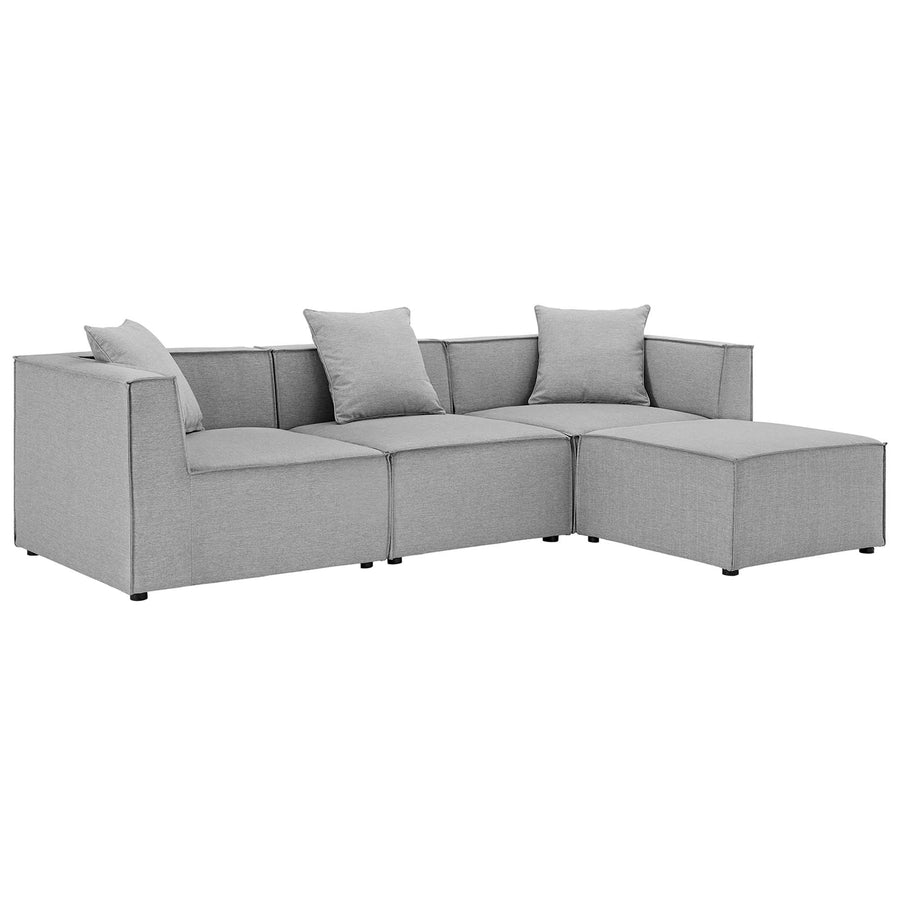 Heath 4-Piece Outdoor Patio Upholstered Sectional Sofa in Gray
