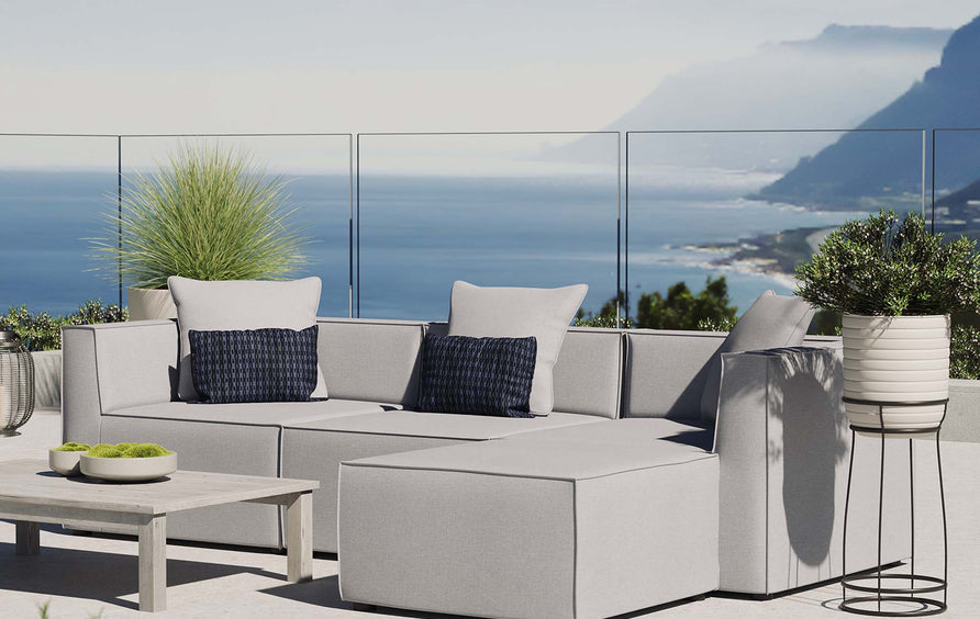 Heath 4-Piece Outdoor Patio Upholstered Sectional Sofa in Gray