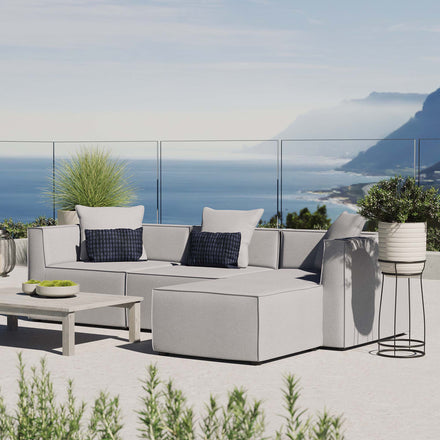 Saybrook 4-Piece Outdoor Patio Upholstered Sectional Sofa in Gray