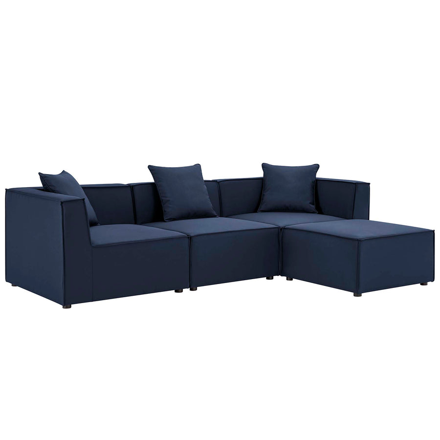 Heath 4-Piece Outdoor Patio Upholstered Sectional Sofa in Navy