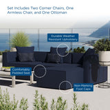 Heath 4-Piece Outdoor Patio Upholstered Sectional Sofa in Navy