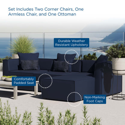 Saybrook 4-Piece Outdoor Patio Upholstered Sectional Sofa by Furniture For America
