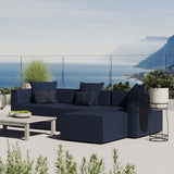 Heath 4-Piece Outdoor Patio Upholstered Sectional Sofa in Navy