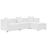 Heath 4-Piece Outdoor Patio Upholstered Sectional Sofa in White