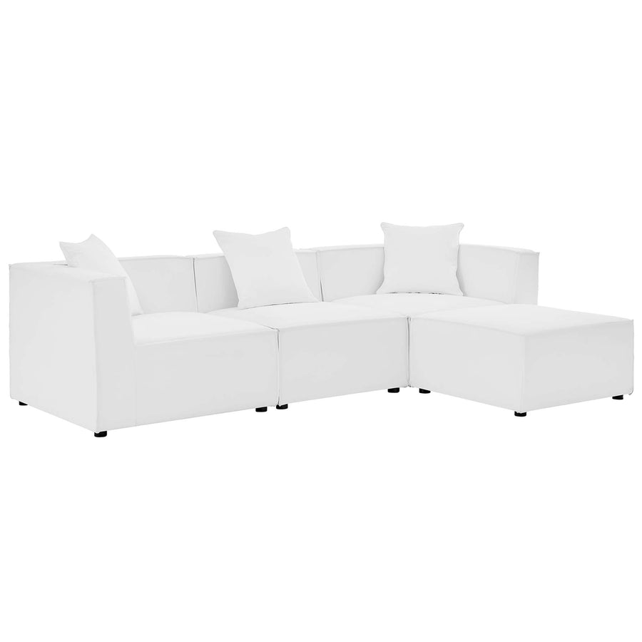 Heath 4-Piece Outdoor Patio Upholstered Sectional Sofa in White