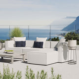 Heath 4-Piece Outdoor Patio Upholstered Sectional Sofa in White