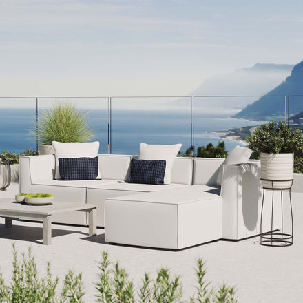 Saybrook 4-Piece Outdoor Patio Upholstered Sectional Sofa in White