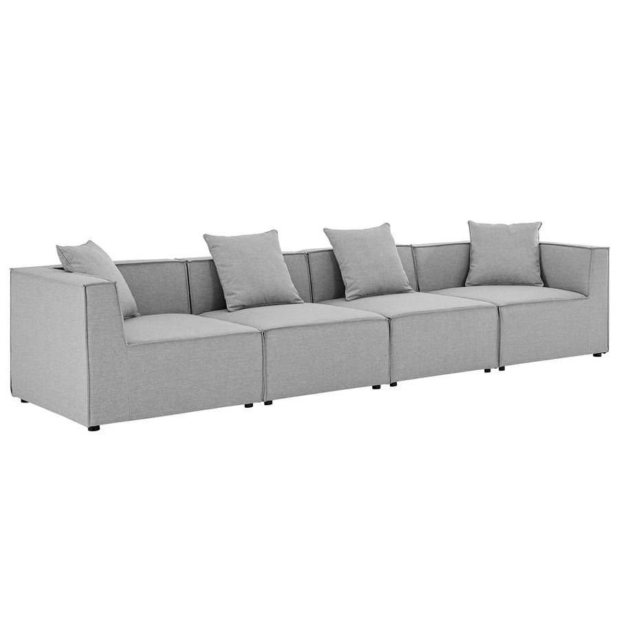 Heath 4-Piece Outdoor Patio Upholstered Sectional Sofa in Gray