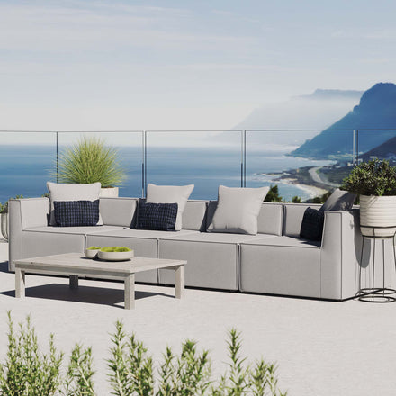 Saybrook 4-Piece Outdoor Patio Upholstered Sectional Sofa in Gray