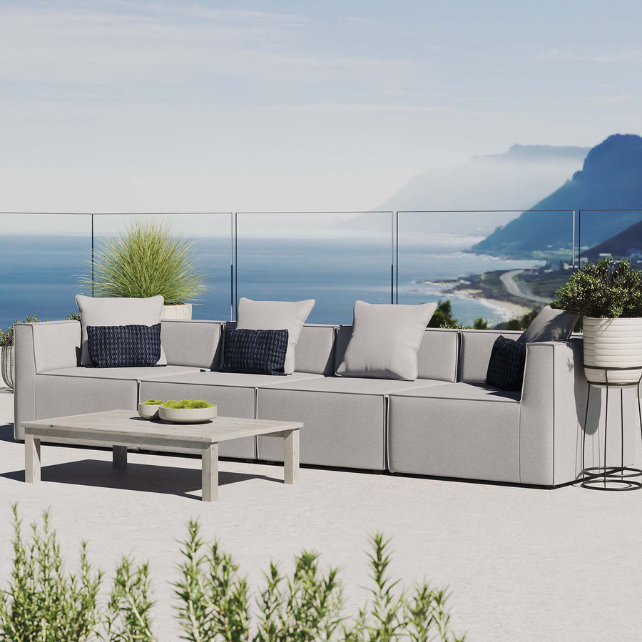 Heath 4-Piece Outdoor Patio Upholstered Sectional Sofa in Gray