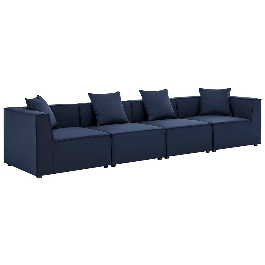Heath 4-Piece Outdoor Patio Upholstered Sectional Sofa in Navy