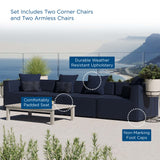 Heath 4-Piece Outdoor Patio Upholstered Sectional Sofa in Navy