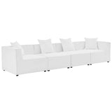 Heath 4-Piece Outdoor Patio Upholstered Sectional Sofa in White