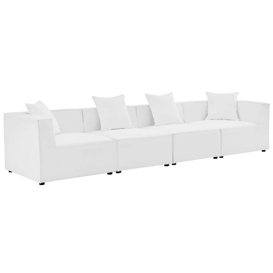 Heath 4-Piece Outdoor Patio Upholstered Sectional Sofa in White