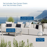 Heath 4-Piece Outdoor Patio Upholstered Sectional Sofa in White