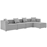 Heath 5-Piece Outdoor Patio Upholstered Sectional Sofa in Gray