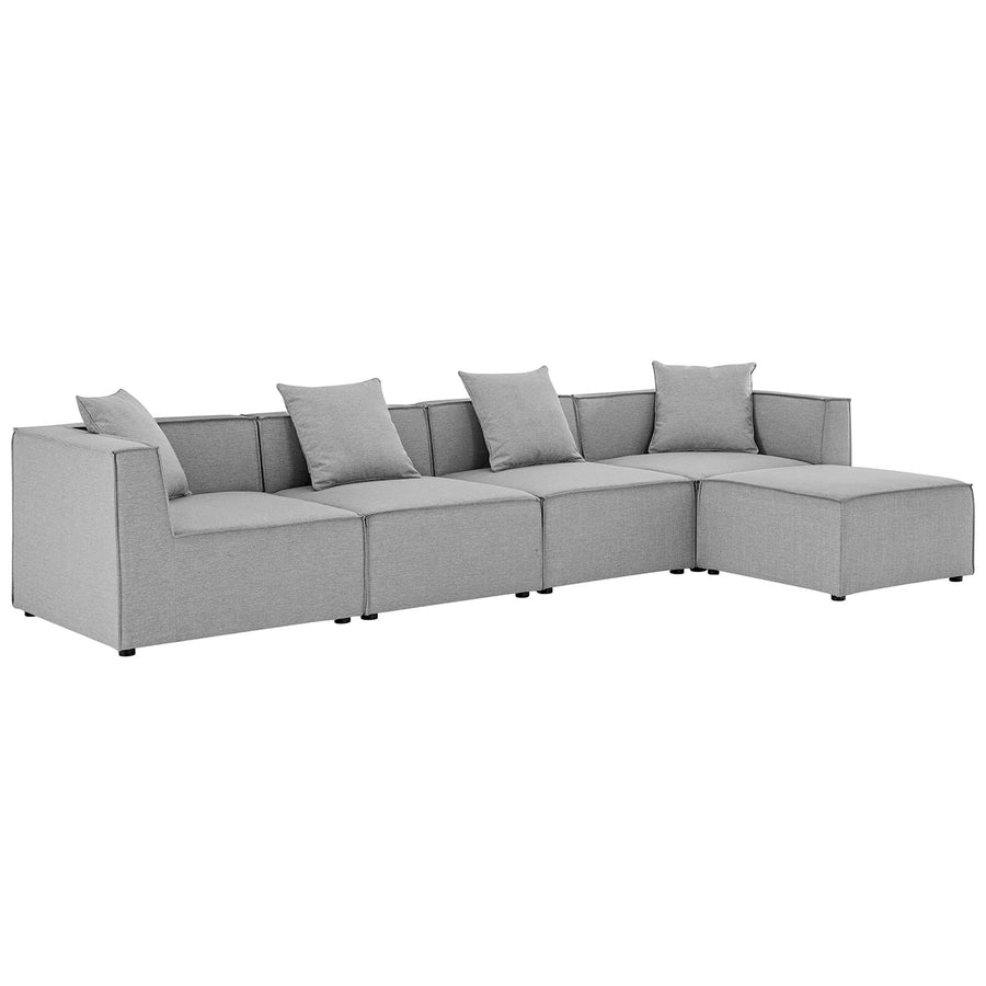 Heath 5-Piece Outdoor Patio Upholstered Sectional Sofa in Gray
