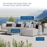 Heath 5-Piece Outdoor Patio Upholstered Sectional Sofa in Gray