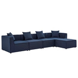 Heath 5-Piece Outdoor Patio Upholstered Sectional Sofa in Navy