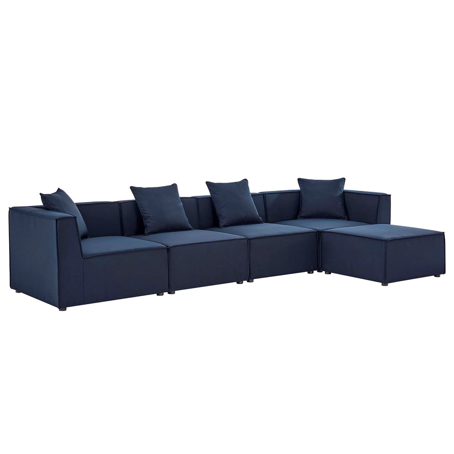 Heath 5-Piece Outdoor Patio Upholstered Sectional Sofa in Navy