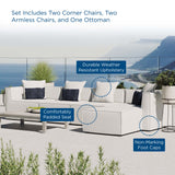 Heath 5-Piece Outdoor Patio Upholstered Sectional Sofa in White
