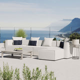 Heath 5-Piece Outdoor Patio Upholstered Sectional Sofa in White