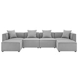 Heath 6-Piece Outdoor Patio Upholstered Sectional Sofa in Gray