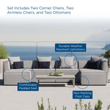 Heath 6-Piece Outdoor Patio Upholstered Sectional Sofa in Gray