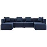 Heath 6-Piece Outdoor Patio Upholstered Sectional Sofa in Navy