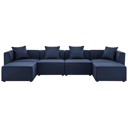 Saybrook 6-Piece Outdoor Patio Upholstered Sectional Sofa in Navy
