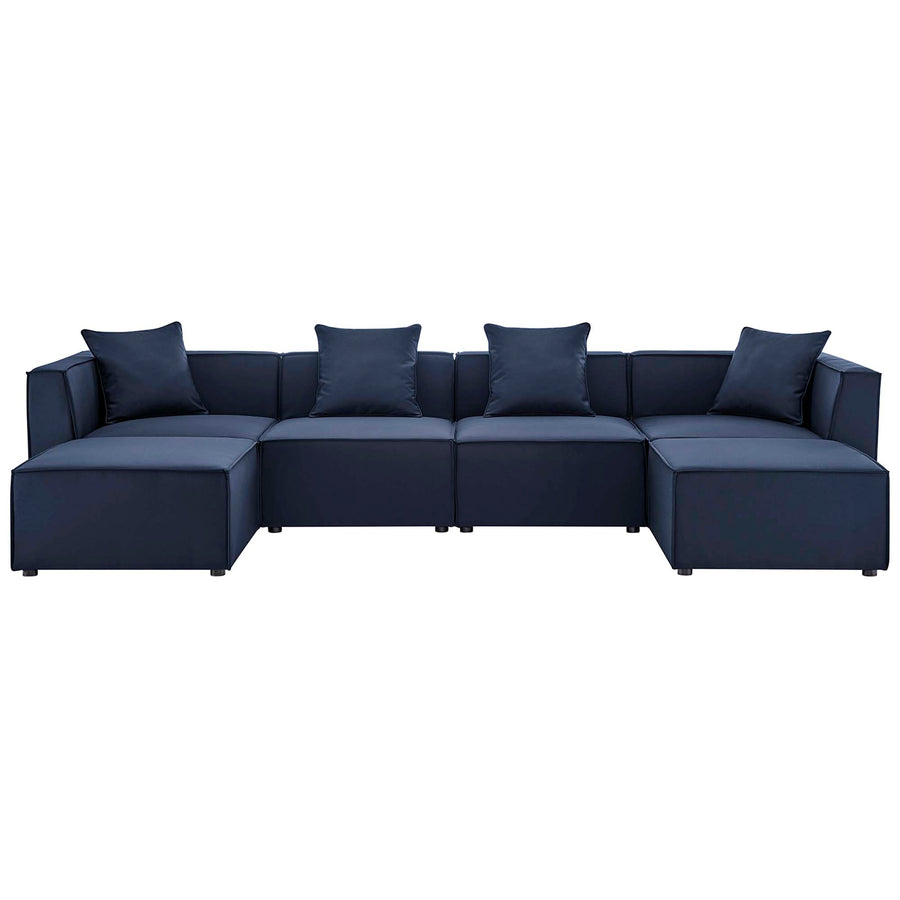 Heath 6-Piece Outdoor Patio Upholstered Sectional Sofa in Navy