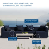 Heath 6-Piece Outdoor Patio Upholstered Sectional Sofa in Navy